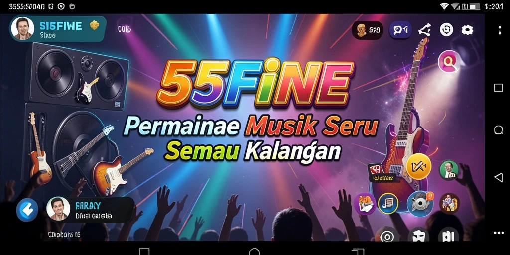 Tampilan screenshot 55FIVE menampilkan pengalaman bermain musik yang seru.