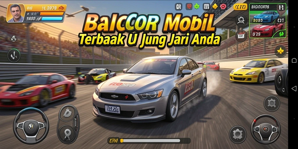 Screenshot gameplay BIGCOR78 dengan aksi balap yang mendebarkan.