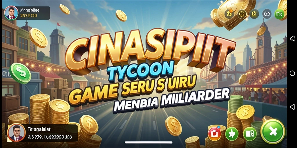 Screenshot gameplay CINASIPIT yang menampilkan pengelolaan bisnis Tycoon.