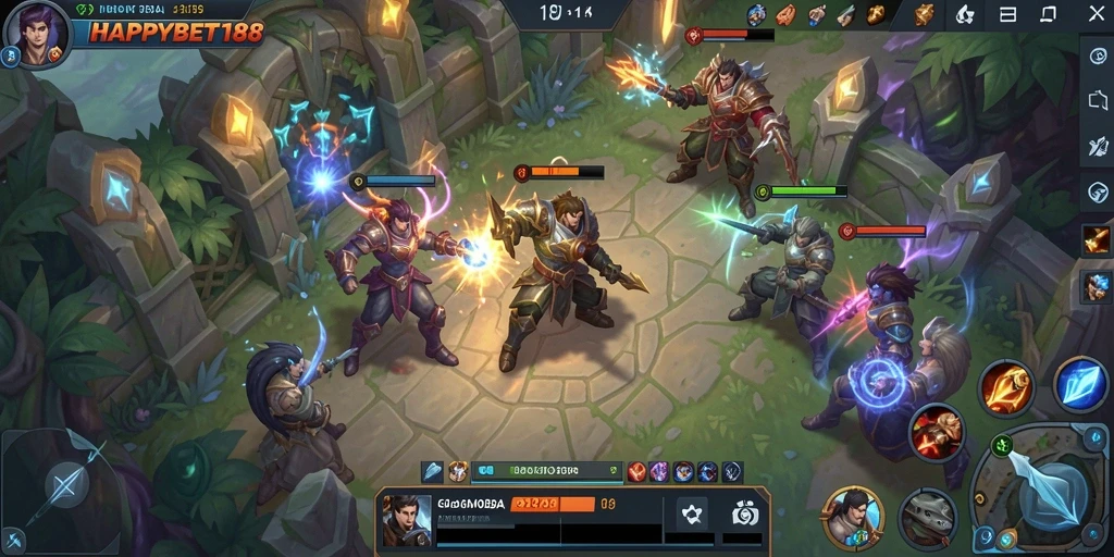 Tangkapan layar menampilkan aksi bertarung seru dalam game MOBA.