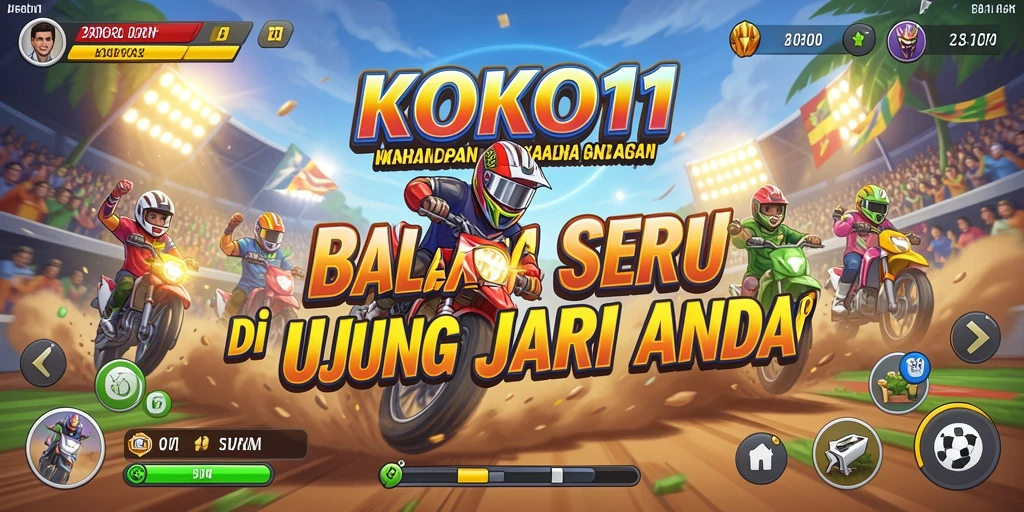 Screenshot gameplay KOKO11 menampilkan balapan mendebarkan dengan mobil cepat.