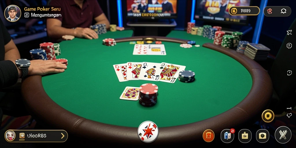 Tampilan gameplay seru dari aplikasi Poker RR89 dengan banyak pemain aktif.