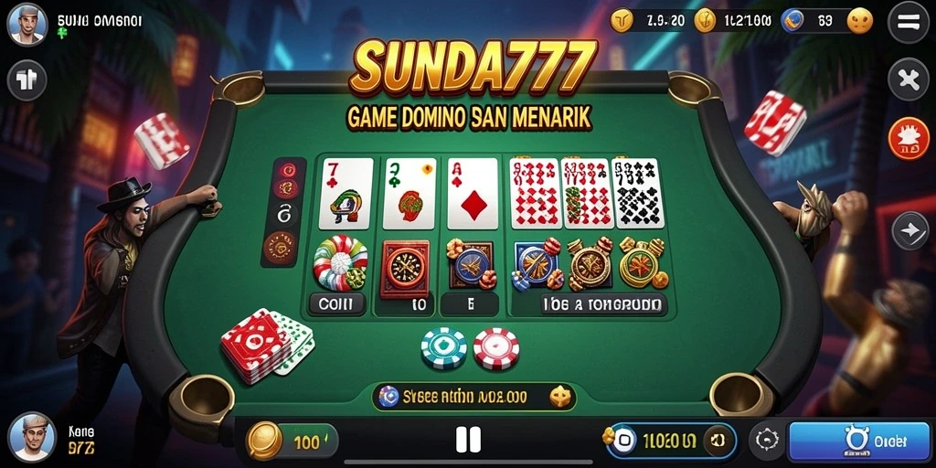 Tampilan seru gameplay Domino dalam SUNDA777 dengan pemain aktif.