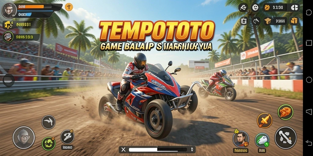 Tampilan gameplay seru dari TEMPOTOTO saat balapan.